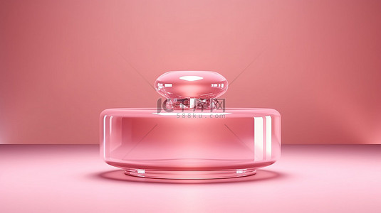 优雅粉色背景背景图片_优雅的粉红色水晶讲台 3D 渲染美丽的背景，带有展示化妆品模型的支架