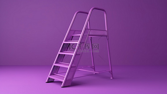 以紫色背景为特色的 3D 渲染中的孤立折叠梯屋对象