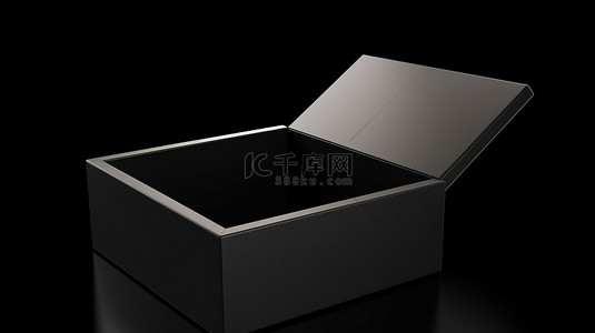 中打开的盒子背景图片_空矩形框，带有 3D 插图中的嵌套框，与黑色背景隔离