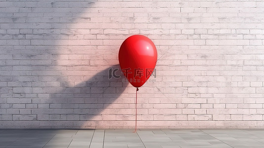 3D渲染的墙壁装饰着充满活力的红色气球