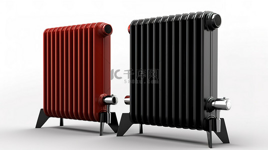 白色背景上孤立的采暖散热器的 3d 插图