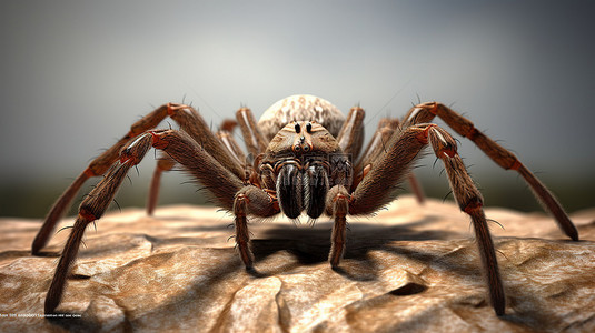 棕色美女背景图片_3D 制作的巨大棕色蜘蛛