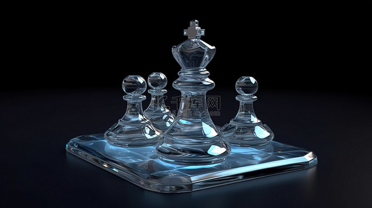 游戏工作室背景图片_国际象棋游戏 3D 渲染中的孤立水晶骑士棋子