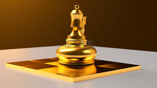 媒体背景图片_国际象棋骑士的图标 3D 渲染的社交媒体符号，以黄金骑士为特色
