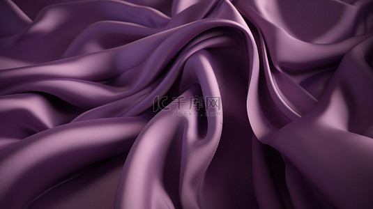 奢华紫色丝绸织物纹理背景的华丽 3D 渲染