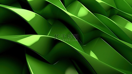 圣诞背景板背景图片_绿色抽象 3D 渲染壁纸背景