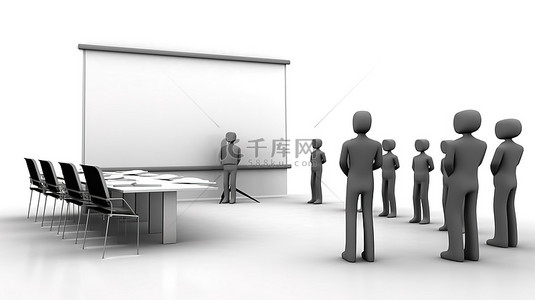 商务会议会议背景图片_白色背景下专业商业演示的 3D 渲染