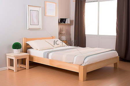 现代实木两张单人床 两张单人床