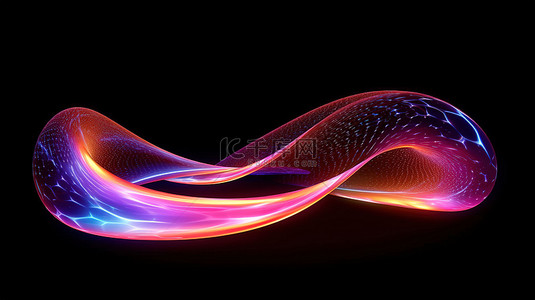 粒子曲线背景图片_具有辐射扭曲效果的抽象曲线的 3D 插图