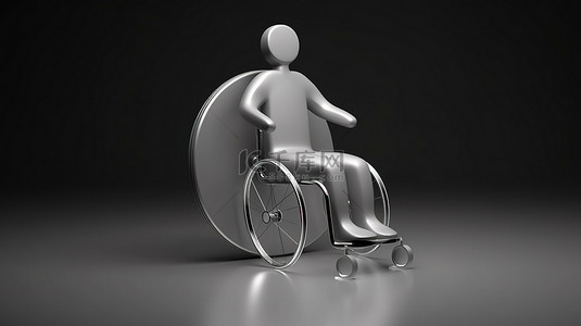 残疾人图标背景图片_人物图标的单色轮廓 3D 渲染，以实现可访问性