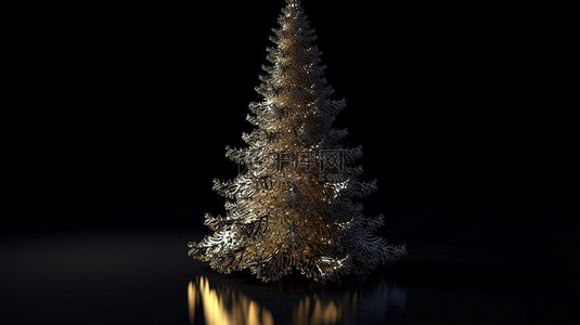 黑色背景增强了 3d 圣诞树渲染