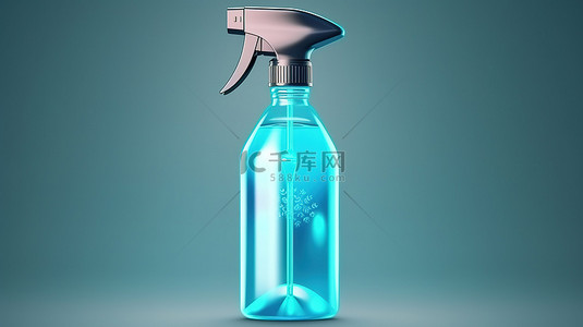 塑料瓶样机背景图片_用于玻璃清洁样机的带喷雾器的逼真矢量喷雾瓶的 3D 插图
