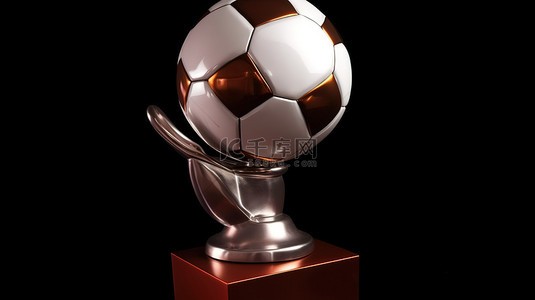 奖杯上的足球背景图片_足球主题的 3d 奖杯站在足球上