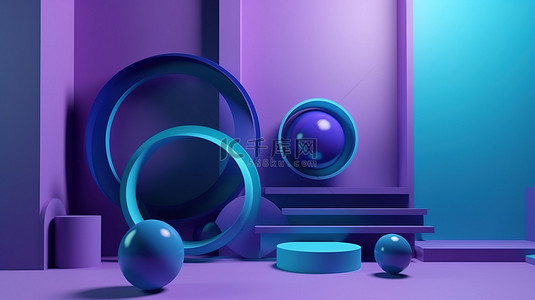 紫色和蓝色色调的抽象几何背景非常适合产品广告