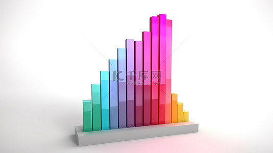 柱形背景背景图片_白色背景上带有箭头纸元素的彩色柱形图信息图表的 3D 渲染