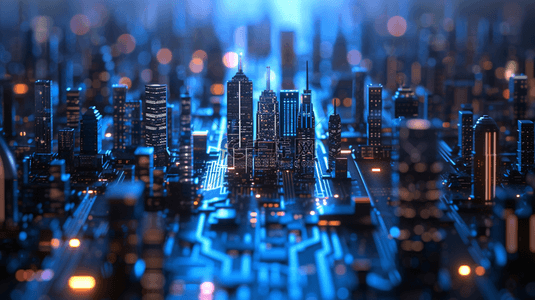 蓝色科技感商务智慧城市图片2