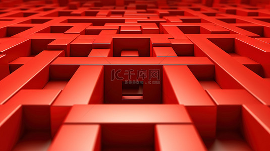 3d积木背景图片_抽象 3D 插图中从彩色方板景观中出现的红色积木塔