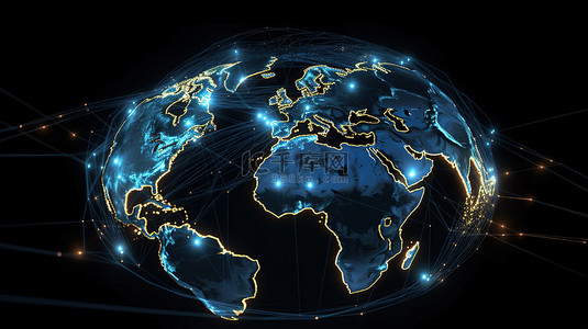 信息交换背景图片_商业中的全球联系和信息交换的 3d 插图