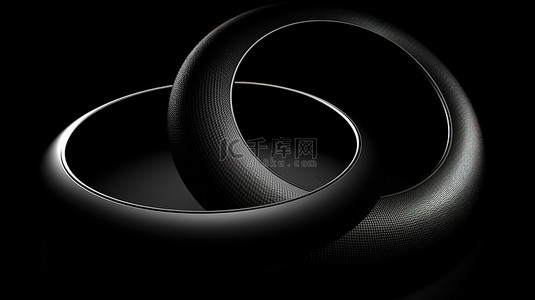 双色圆圈背景图片_黑色背景单色 3D 渲染上的双抽象圆形形式