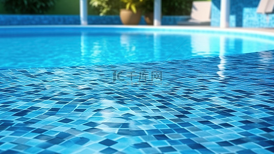 原始蓝色游泳池的 3d 渲染