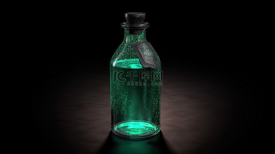 神奇科学背景图片_装有神奇长生不老药的玻璃瓶 3d 渲染图像