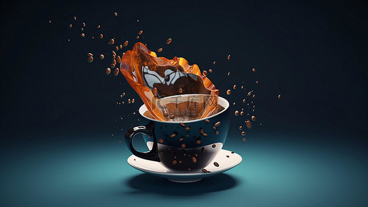 咖啡液体飞溅背景图片_咖啡饮品杯子飞溅流体