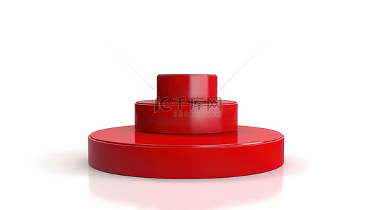 红色胜利背景图片_空的深红色胜利平台反对 3D 呈现的空白白色背景
