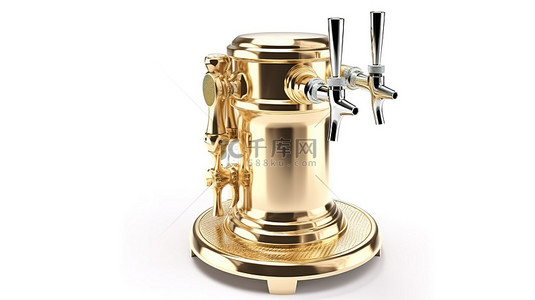 青岛扎啤背景图片_金属啤酒泵塔 3D 插图设备，用于白色背景上的隔离酒吧设置