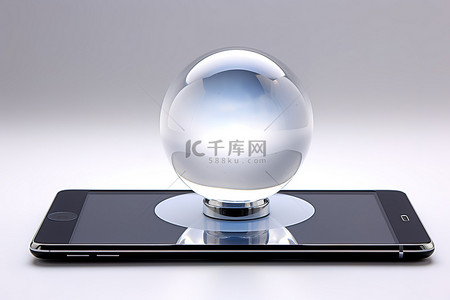 科技地球高科技背景图片_iPhoneiPad 顶部有一个玻璃球