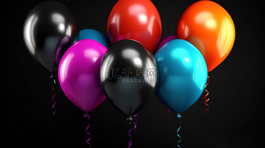 矢量插背景图片_逼真的 3D 矢量集合充满活力的黑色星期五和生日气球设计