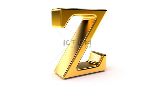 3d 插图白色孤立背景上字母表 z 的小金色字母