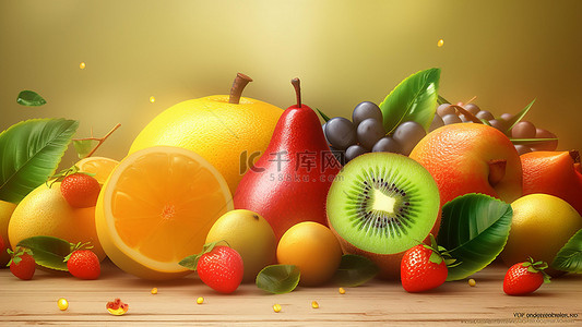 卡通热带背景图片_食物水果零食瓜果