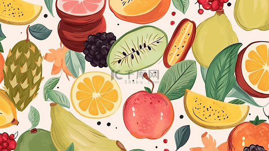 水果平铺背景海报