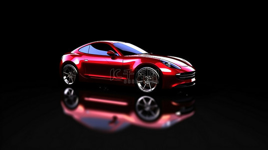 紧凑型红色跑车轿跑车的 3D 渲染