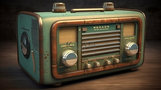 3D 视角的老式收音机 过去的复古风