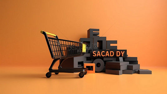黑色星期五购物销售的 3D 渲染背景