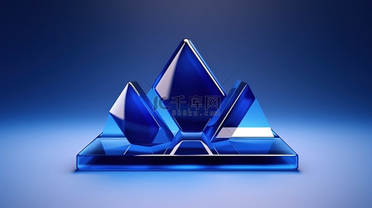 闪闪发光的蓝色时尚几何形状现代简约设计的 3D 插图
