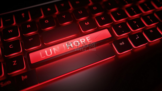 具有红色订阅按钮 3D 渲染的键盘