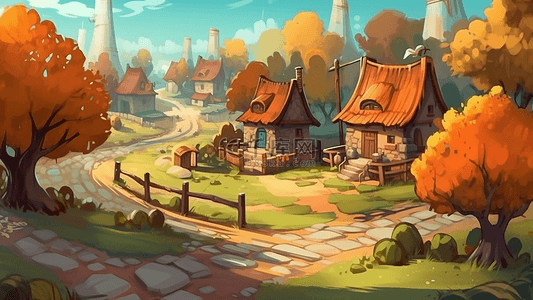游戏场景背景图片_游戏童话小屋小矮人蘑菇