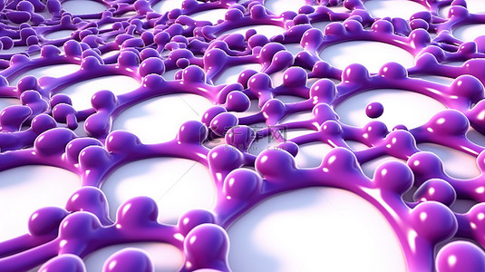 基因医疗背景图片_3D 抽象白色背景中的有机紫色细胞簇