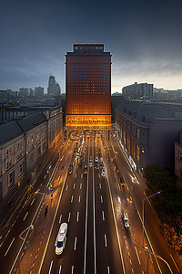 大型广场背景图片_路中间的大型建筑