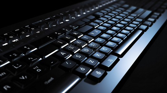 黑色键盘上的成功键 3d 渲染描绘业务和技术概念背景