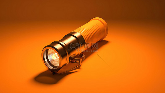橙色背景下单色火炬光的 3D 渲染