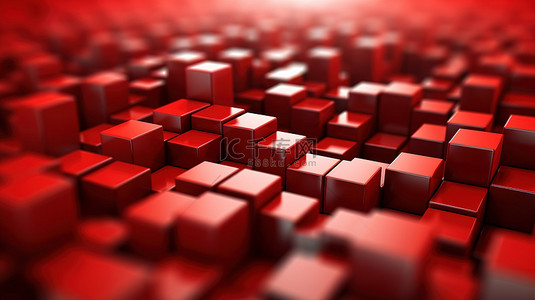 未来风格背景图片_最小风格 3D 渲染中红色立方体的当代抽象艺术品