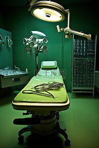 手术室设备背景图片_绿灯房间内配备许多设备的医疗设施