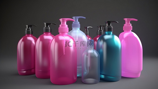 3d 渲染中未标记的塑料泵瓶