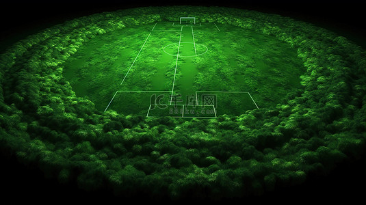 郁郁葱葱的绿色足球场上足球的 3d 渲染
