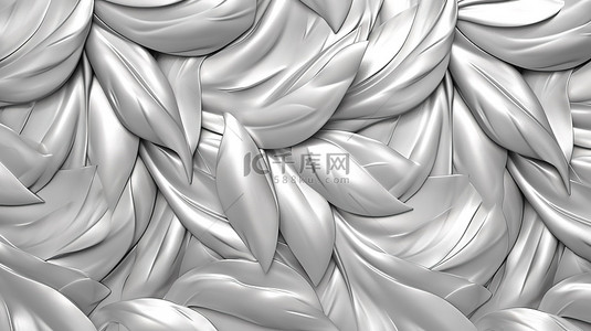 金属板格子背景图片_银色金属瓷砖，具有类似于建筑叶子的 3D 无缝图案