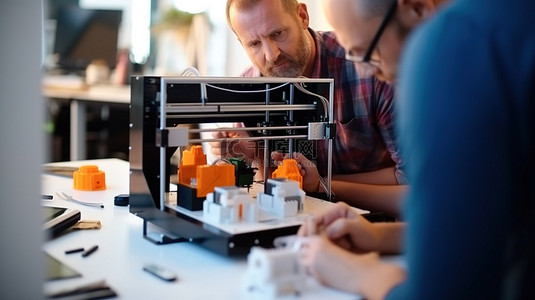 男性旁观者观看 3D 打印机制作出最后的杰作