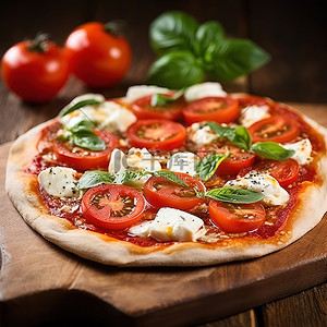 番茄披萨配马苏里拉奶酪和番茄